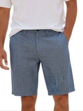 Banana Republic Chambray Flat-Front Shorts - Blue Gray